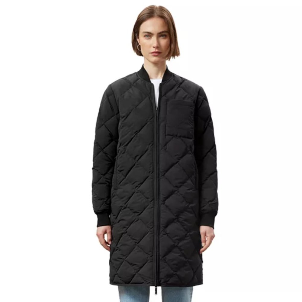 NWT Frank and Oak Black Skyline Reversible Long Bomber Jacket